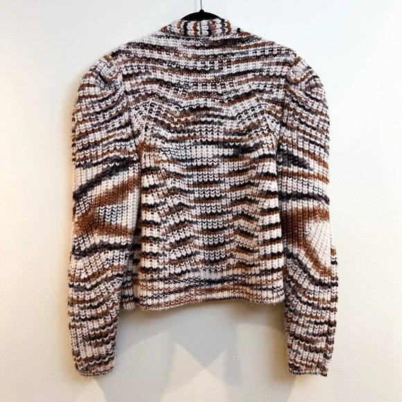 Ulla Johnson Greta Marled Alpaca Puff Sleeve Knit Striped Cardigan Sweater Small - Picture 14 of 14